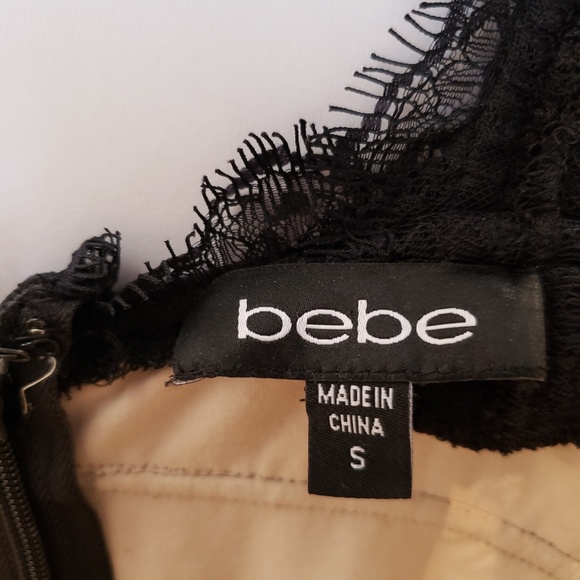 Bebe Black Lace Dress Sexy BodyCon Fringe SEXY - Picture 2 of 8